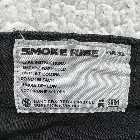 Smoke Rise Distressed Black Jeans Men’s 42x32 (Actual 40x32) Streetwear Moto - Picture 7 of 14